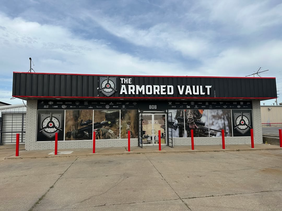 The Armored Vault storefront on Will Rogers Blvd in Claremore